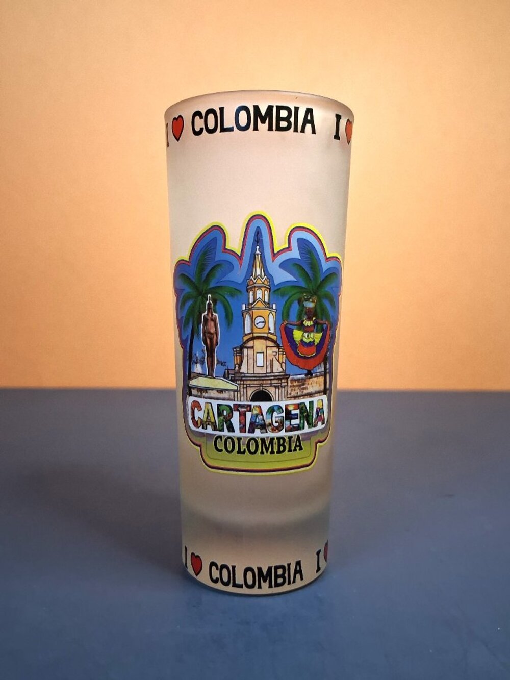 I LOVE COLUMBIA Frosted Festive Collectable Double Shot Glass/Drinking Glass